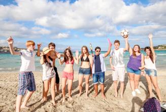 Estudantes na praia